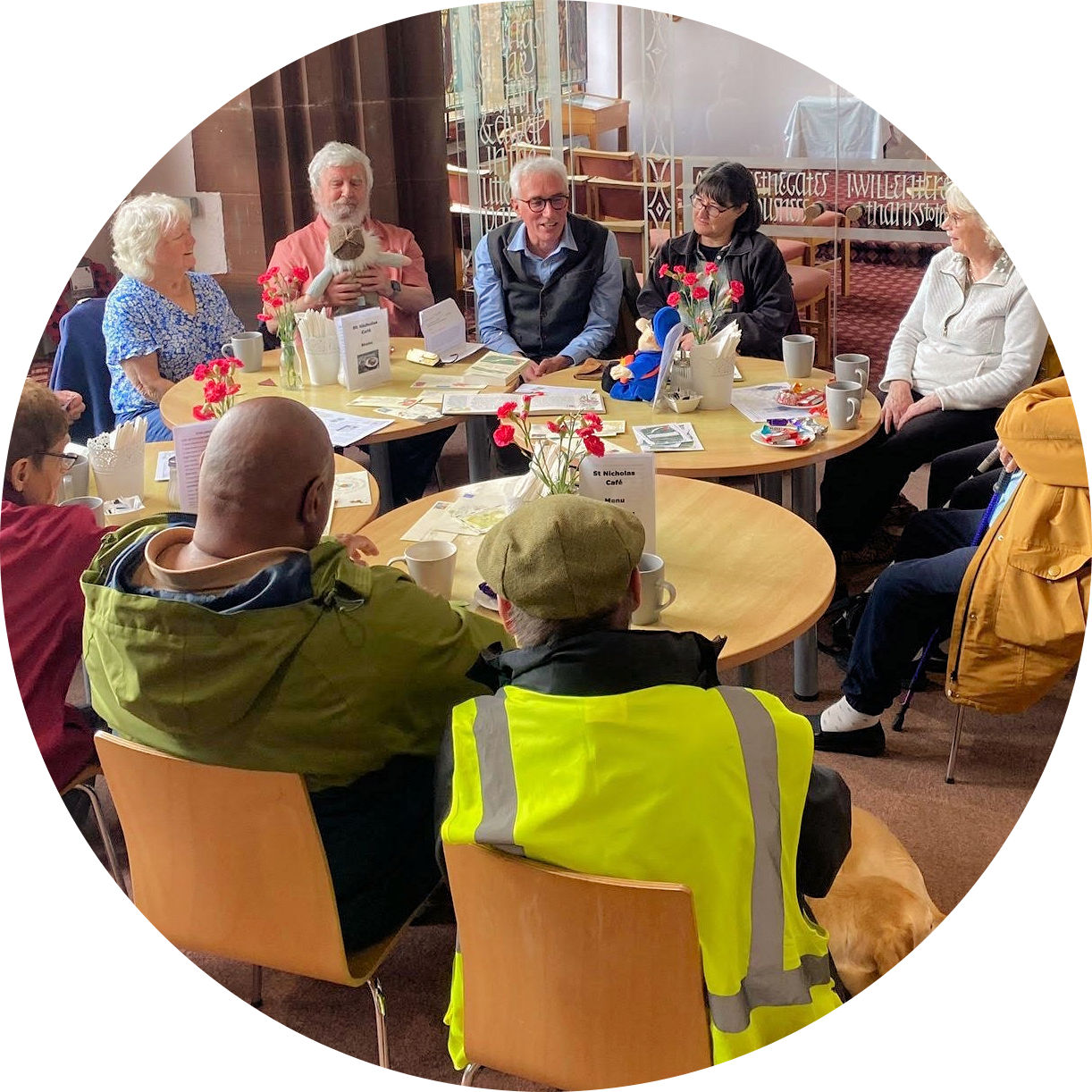 Members of our social group listening to a guest speakers